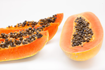 papaya in white background