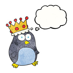 thought bubble textured cartoon emperor penguin