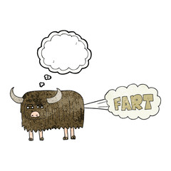 thought bubble textured cartoon hairy cow farting