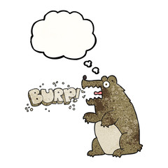 thought bubble textured cartoon bear burping