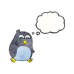 thought bubble textured cartoon penguin