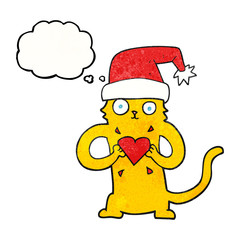 thought bubble textured cartoon cat loving christmas