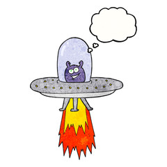 thought bubble textured cartoon space alien