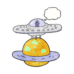 thought bubble textured cartoon flying saucer