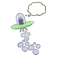 thought bubble textured cartoon flying saucer