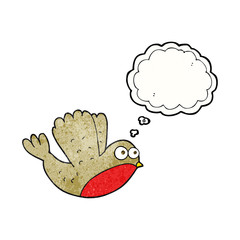 thought bubble textured cartoon flying christmas robin