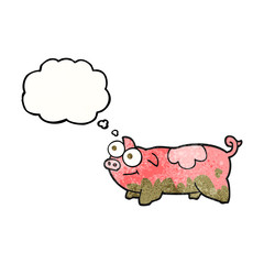 thought bubble textured cartoon pig