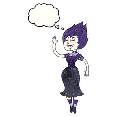 thought bubble textured cartoon vampire girl
