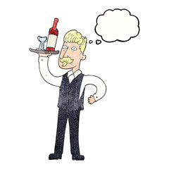 thought bubble textured cartoon waiter