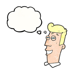 thought bubble textured cartoon grinning man