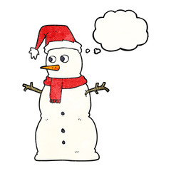 thought bubble textured cartoon snowman