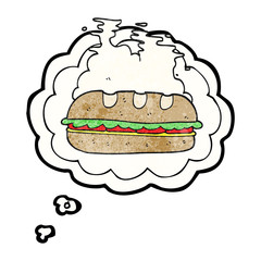 thought bubble textured cartoon huge sandwich