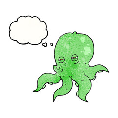 thought bubble textured cartoon octopus