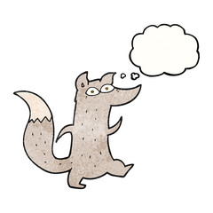 thought bubble textured cartoon cute wolf