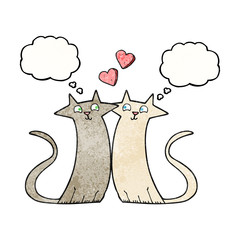thought bubble textured cartoon cats in love