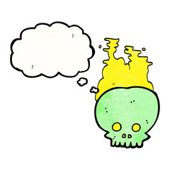 thought bubble textured cartoon steaming skull