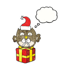 thought bubble textured cartoon christmas owl