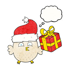 thought bubble textured cartoon  christmas owl