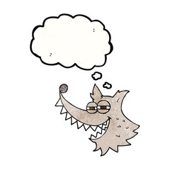 thought bubble textured cartoon crazy wolf