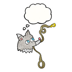 thought bubble textured cartoon dog with leash