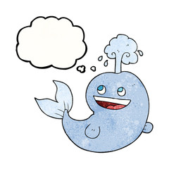 thought bubble textured cartoon whale spouting water