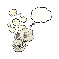 thought bubble textured cartoon ancient skull