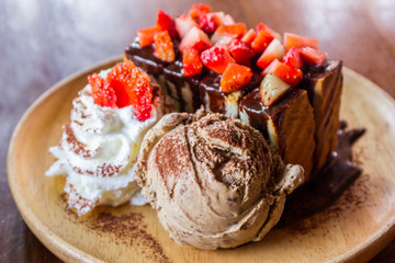 Honey toast with fresh strawberry.