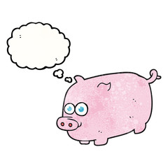 thought bubble textured cartoon pig