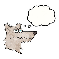 thought bubble textured cartoon wolf head