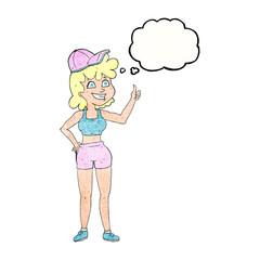 happy gym woman giving thumbs up symbol