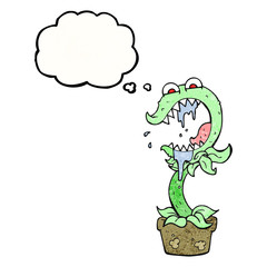 thought bubble textured cartoon carnivorous plant