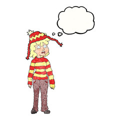 thought bubble textured cartoon teenager