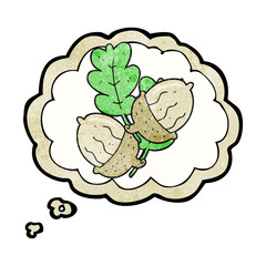 thought bubble textured cartoon acorns