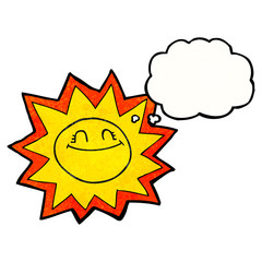 happy thought bubble textured cartoon sun