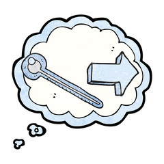 thought bubble textured cartoon thermometer