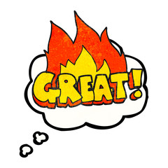 GREAT! thought bubble textured cartoon symbol