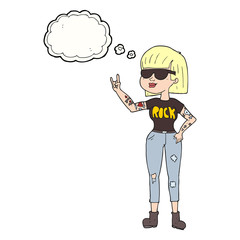 thought bubble cartoon rock woman