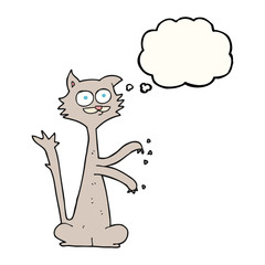 thought bubble cartoon cat scratching