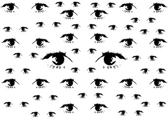 black eyes on white background