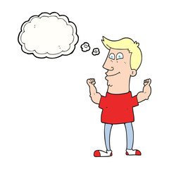 thought bubble cartoon celebrating man