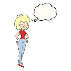 thought bubble cartoon surprised woman