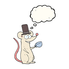 thought bubble cartoon mouse with teacup