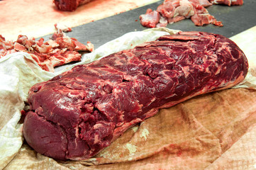 Large raw roast beef