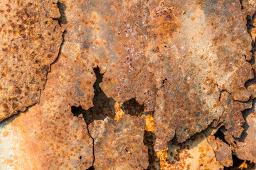 Very old damage rusty steel plate