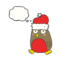 thought bubble cartoon christmas robin