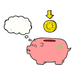thought bubble cartoon piggy bank