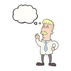 thought bubble cartoon office man waving