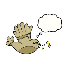 thought bubble cartoon singing bird