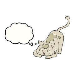 thought bubble cartoon cat playing