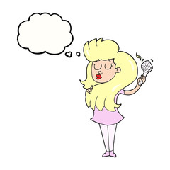 thought bubble cartoon woman brushing hair